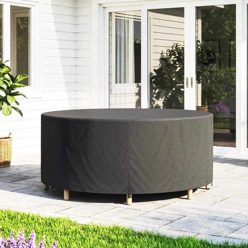 Heavy Duty Outdoor Patio Furniture Cover, Waterproof Round Table Cover for Weather Protection 84.3" Dia. x 27.6"H, Black