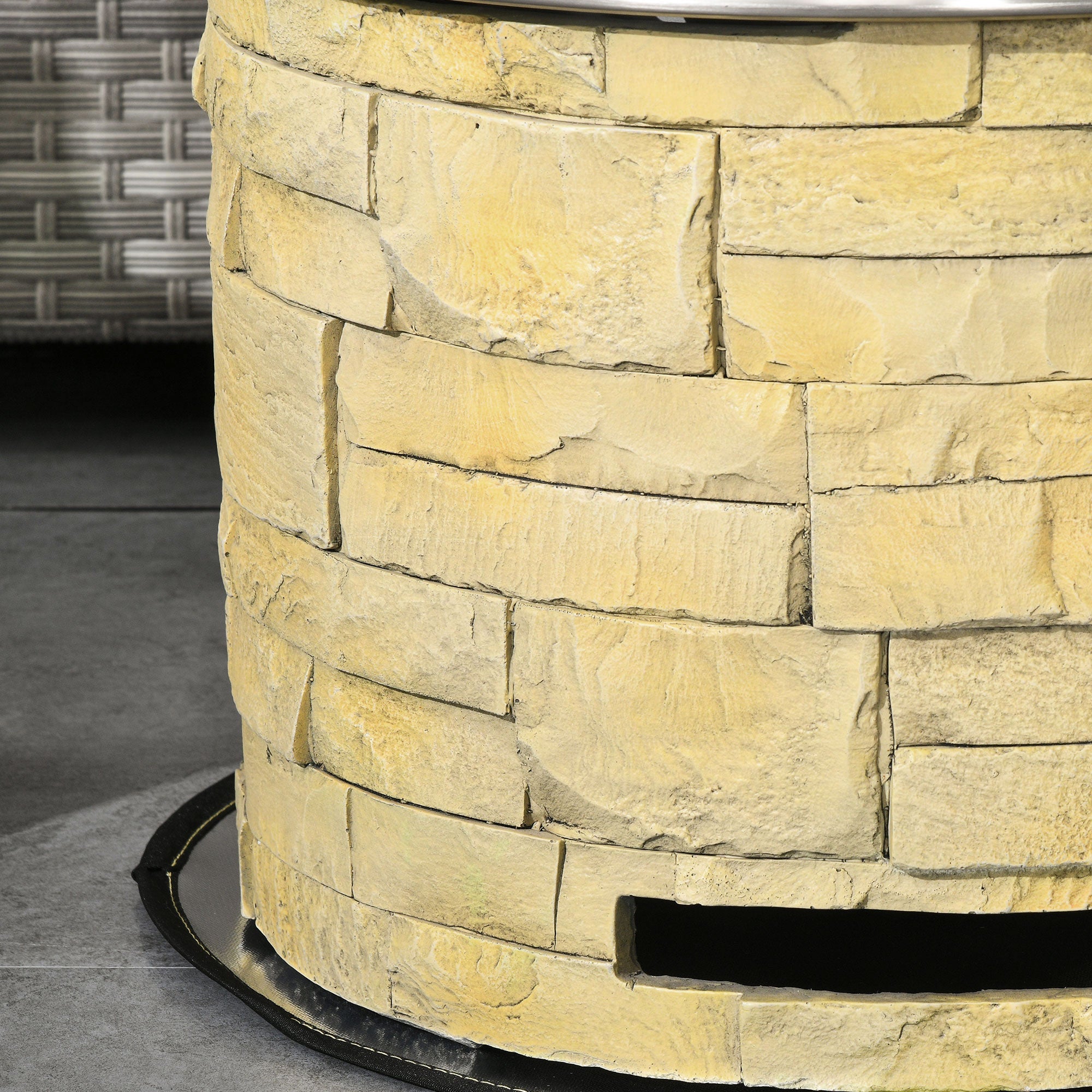 Outsunny Portable Smokeless Fire Pit Camping Bonfire Stove Mat Backyard Patio Picnic Magnesium Oxide Yellow 