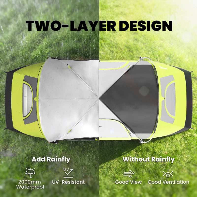 Camping Tent for 6-8 Man with 2000mm Waterproof Rainfly and Carry Bag for Fishing Hiking Festival, Green