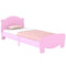 Qaba Twin Bed Frame with Bear Shaped Headboard & Footboard, Slats Support, No Box Spring Needed, for Boys, Girls, Pink