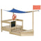 Outsunny Wooden Sandbox for Kids Outdoor Sand Boat with Cover Foldable Play Station Natural Wood Finish
