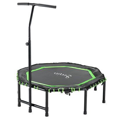 Soozier Foldable Mini Trampoline with Adjustable Handle Bar 48" for Adult Fitness Workout Green 