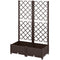Outsunny Raised Garden Bed with Trellis, Plastic Raised Flower Bed with Drainage Holes and Drain Plugs, 32