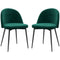 HOMCOM Set of 2 Mid-Back Dining Chair, Mid-Back Velvet-touch Upholstery Kitchen Chair for Living Room Dining Room, Green