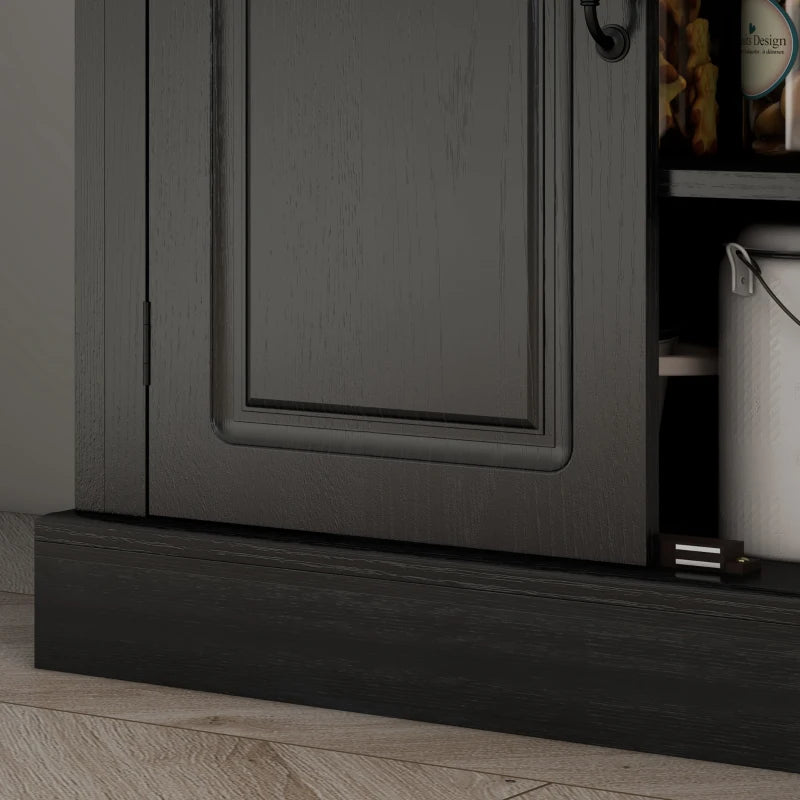 71" Freestanding Kitchen Pantry with 4 Doors and 2 Cabinets, Tall Storage Cabinet for Kitchen, Distressed Black