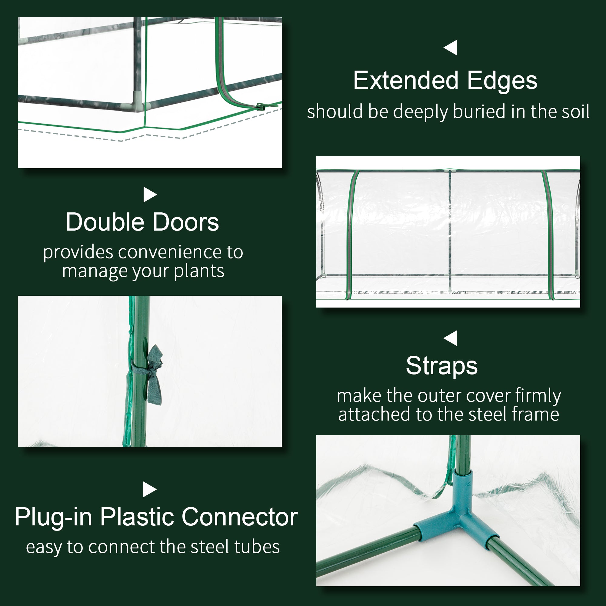 Outsunny 79"x39"x32" Mini Greenhouse Kit Portable Plant Hot House Indoor Outdoor Garden Transparent PVC Cover Zippered Doors 