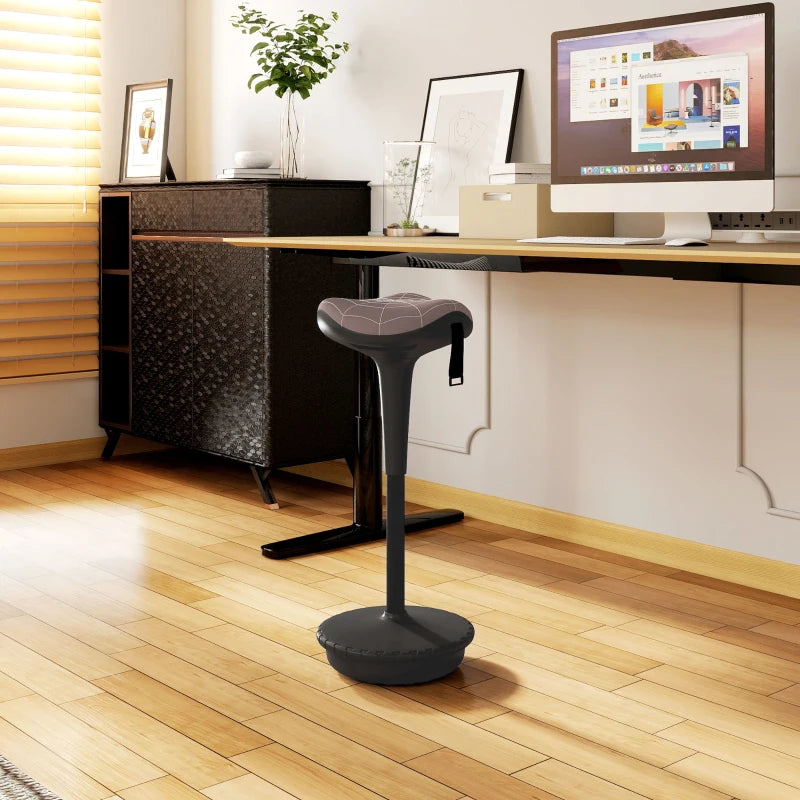 Backless Wobble Stool Chair, Standing Desk Chair, Adjustable Learning Stool for Office Desks, with Rocking Motion, Brown