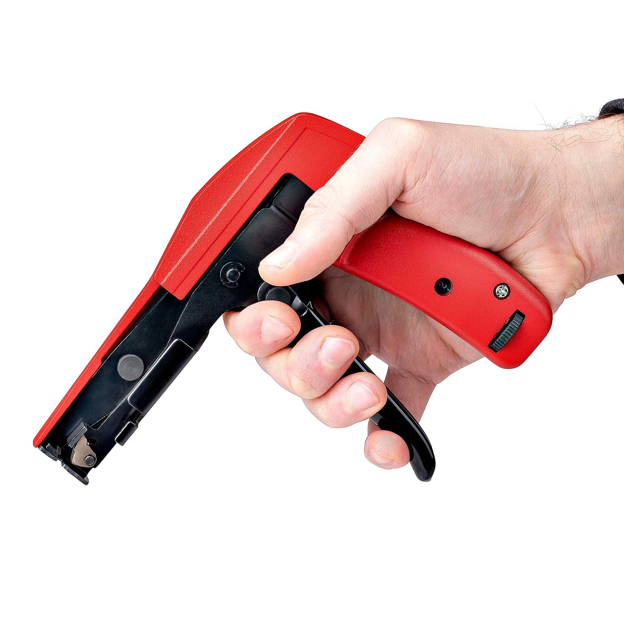 Nylon Cable Tie Gun, Zip Tie Cable Installation and Cutter Tool, Zip Tie Tensioning/Tightener, Works with Nylon Zip Ties 2.4mm to 4.8mm, TAA Compliant 
