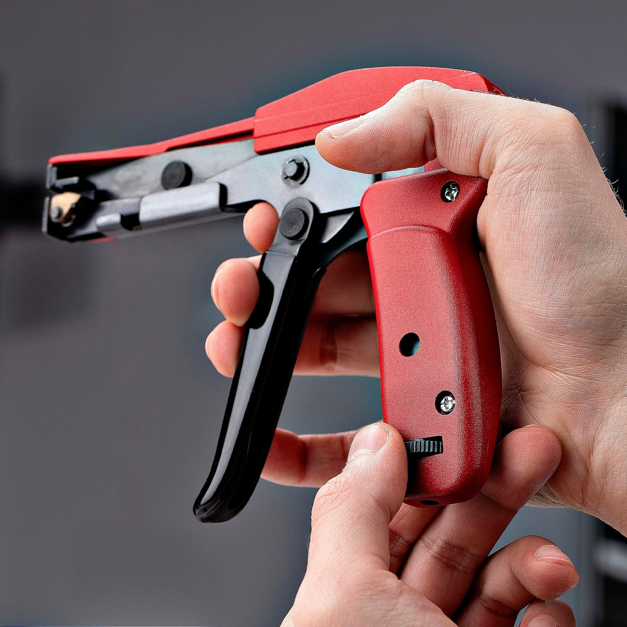 Nylon Cable Tie Gun, Zip Tie Cable Installation and Cutter Tool, Zip Tie Tensioning/Tightener, Works with Nylon Zip Ties 2.4mm to 4.8mm, TAA Compliant 
