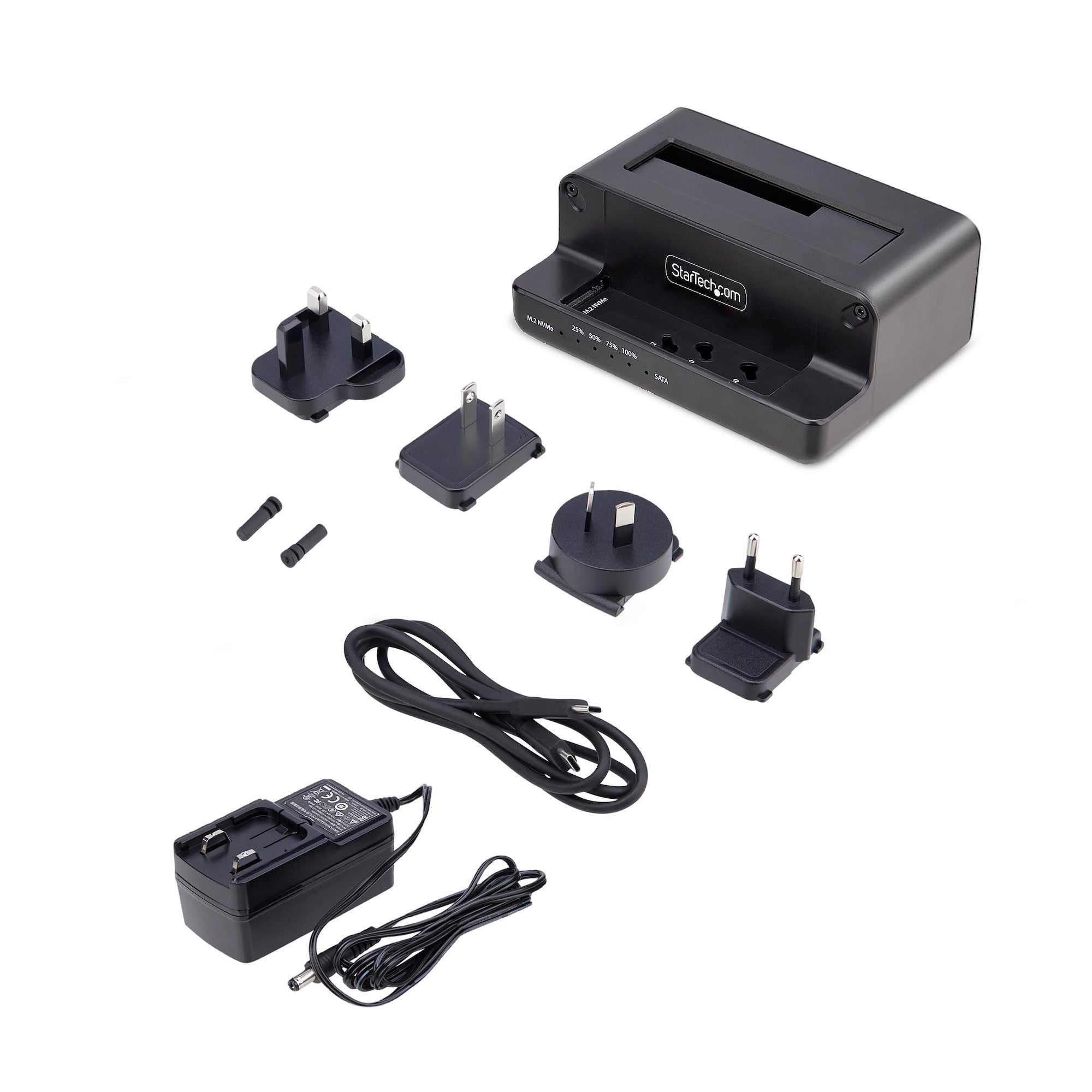 M.2 NVMe to 2.5/3.5" SATA Drive Duplicator, Dual Bay Standalone SSD Cloner/Drive Dock, Bidirectional NVMe to SATA / SATA to NVMe, Up to 27GBpm, TAA 