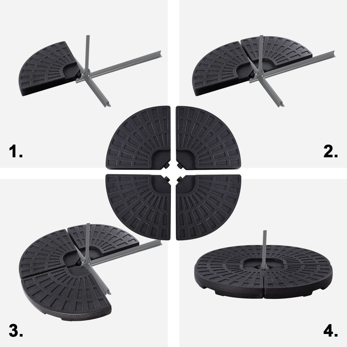 4 Pieces Round Cantilever Umbrella Base with Carry Handles for GardenÂ 