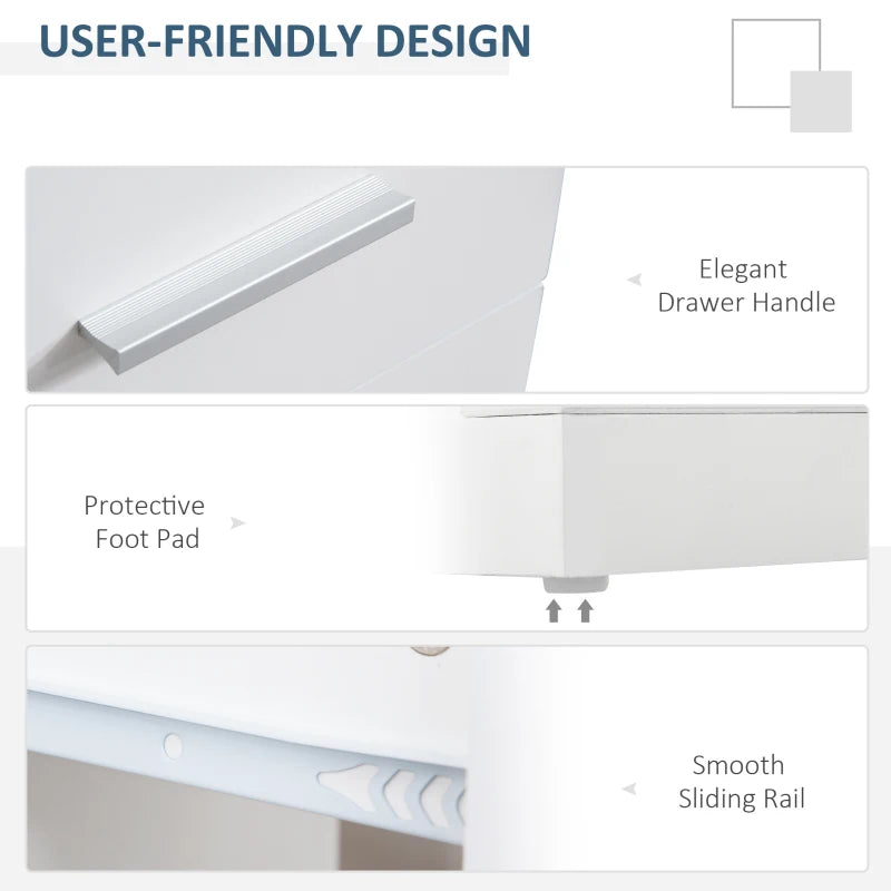 L-Shaped Rotating Computer Desk Home Office Study Workstation with Storage Shelves, Cabinet and Drawer for Home & Office, White