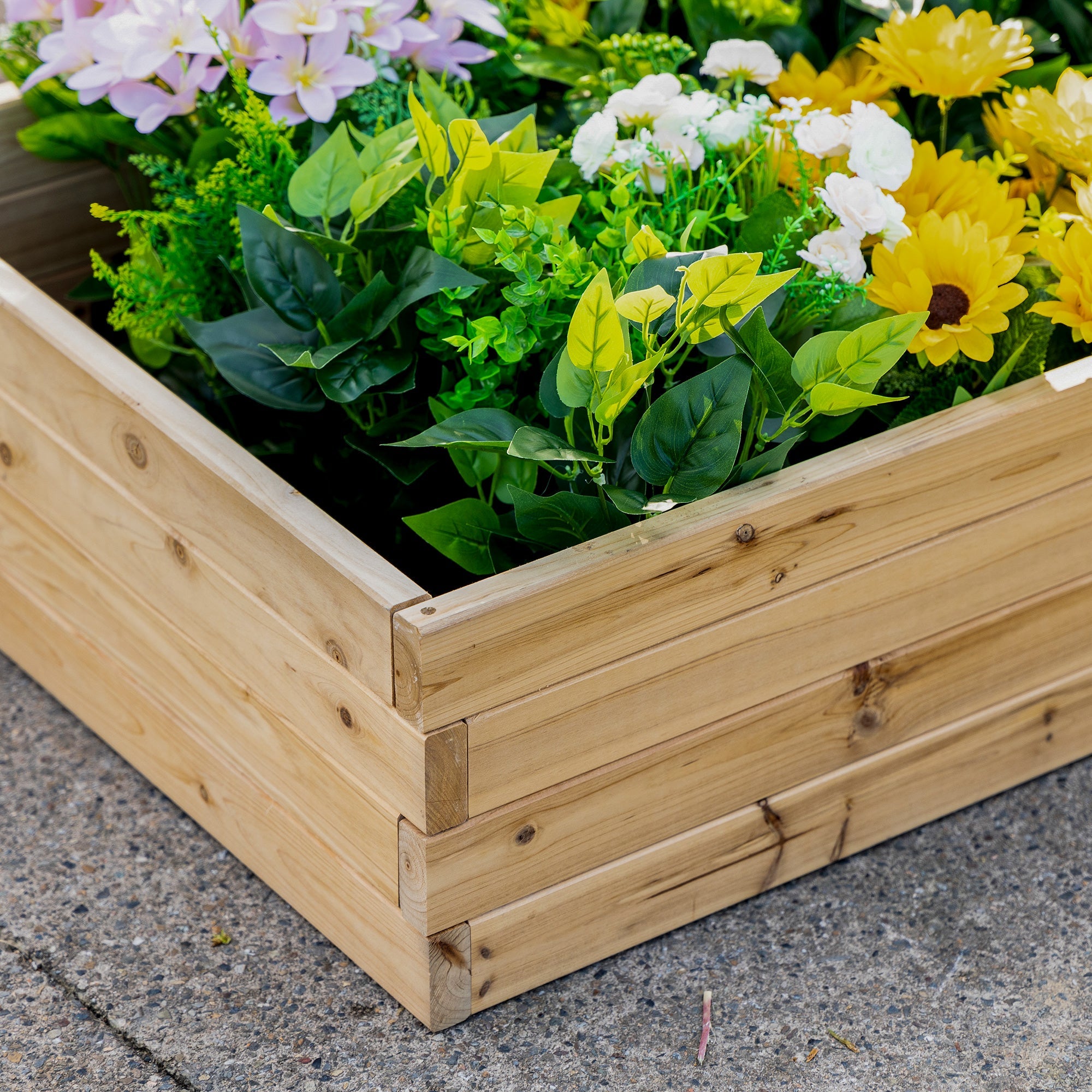 Outsunny Raised Garden Bed 46" x 24" x 9" Outdoor Wooden Planter Box Vegetables Flowers Fruits Herbs 