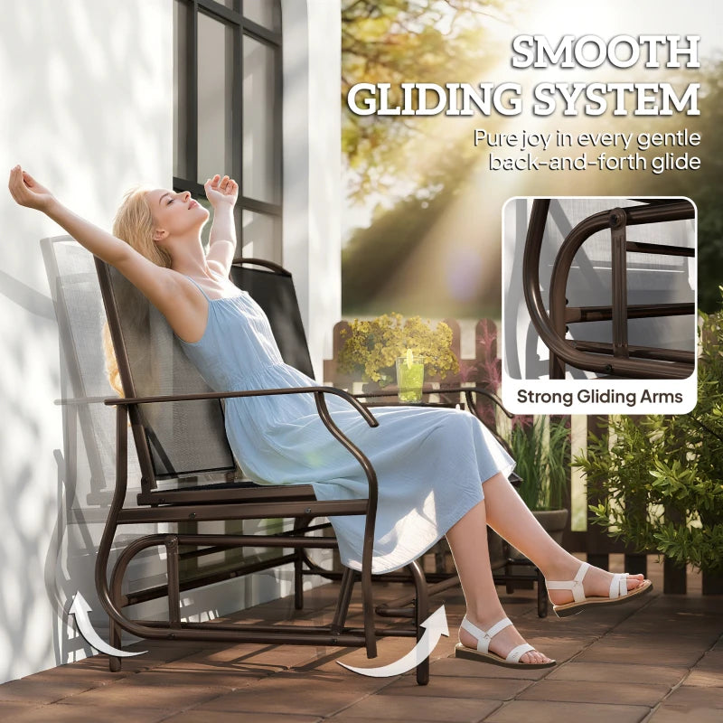 Patio Glider Rocking Chair 2 Person Outdoor Loveseat Rocker Garden Furniture Bench, Black