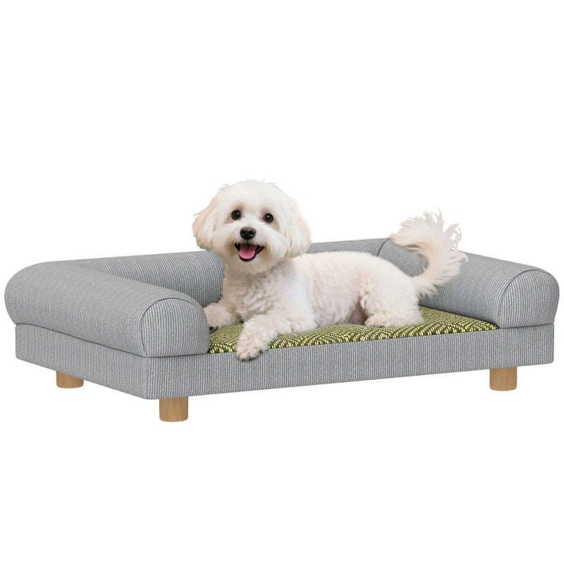 Pet Sofa, Dog Couch Bed for Small Dogs, Elevated Pet Sofa with Solid Feet for Indoor Kittens, Grey