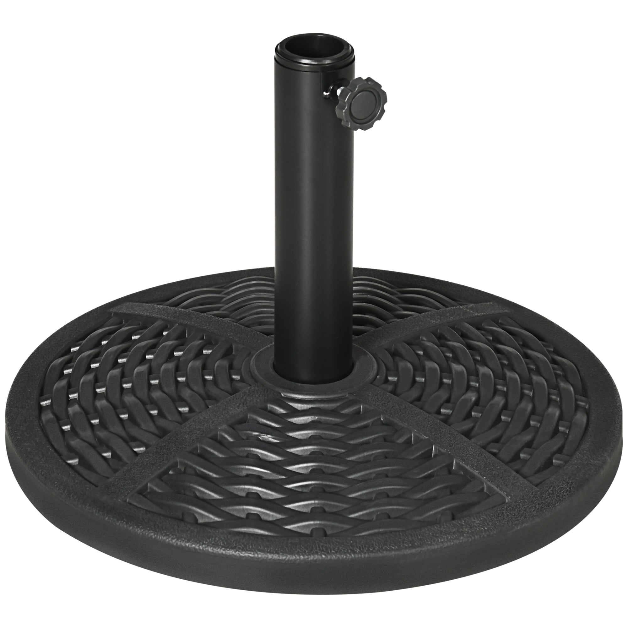Outsunny 21lb Heavy Duty Patio Umbrella Base: 18" Round Resin Rattan Design Stand Black 