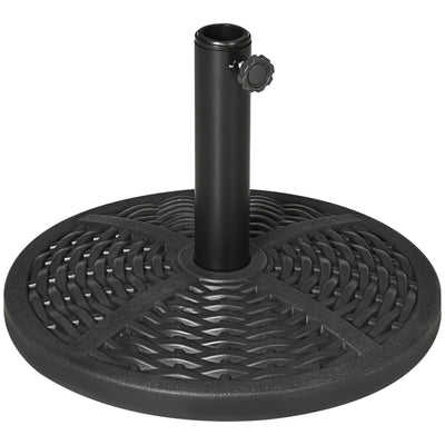 Outsunny 21lb Heavy Duty Patio Umbrella Base: 18" Round Resin Rattan Design Stand Black 