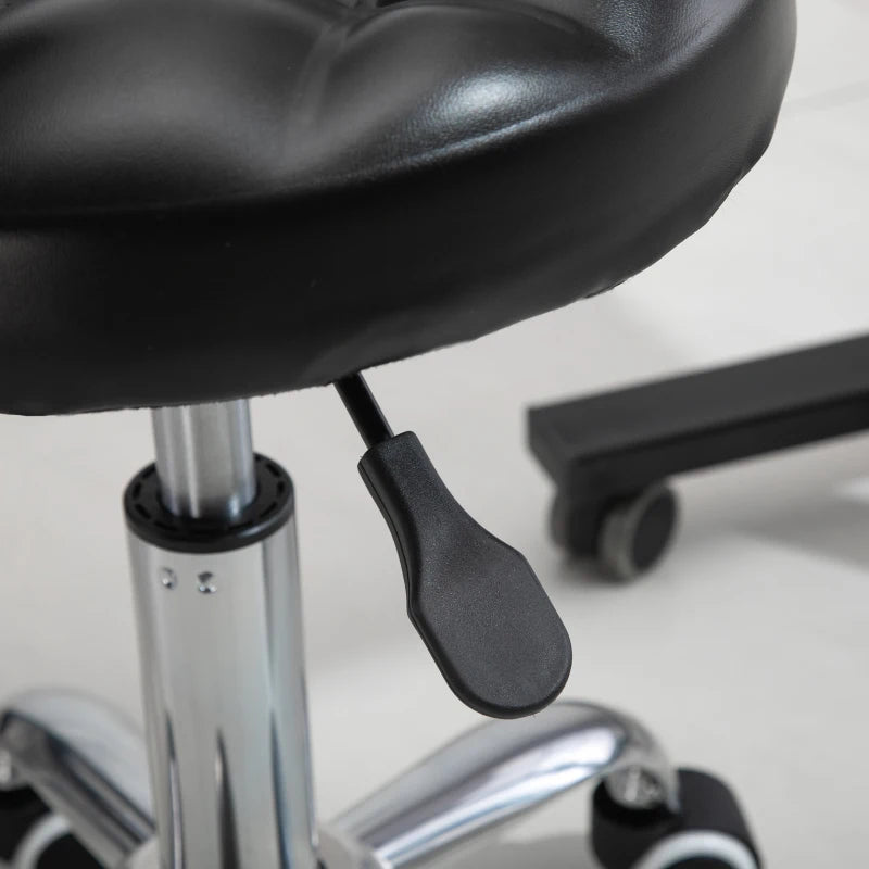 Rolling Swivel Padded Salon Stool with Adjustable Height Wheeled Tattoo Massage Chair Beauty SPA Bar Seat with Thick Padded Black