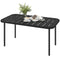 Outdoor Coffee Table, All-Weather Rectangle Metal Patio Coffee Table with Slatted Tabletop for Outside