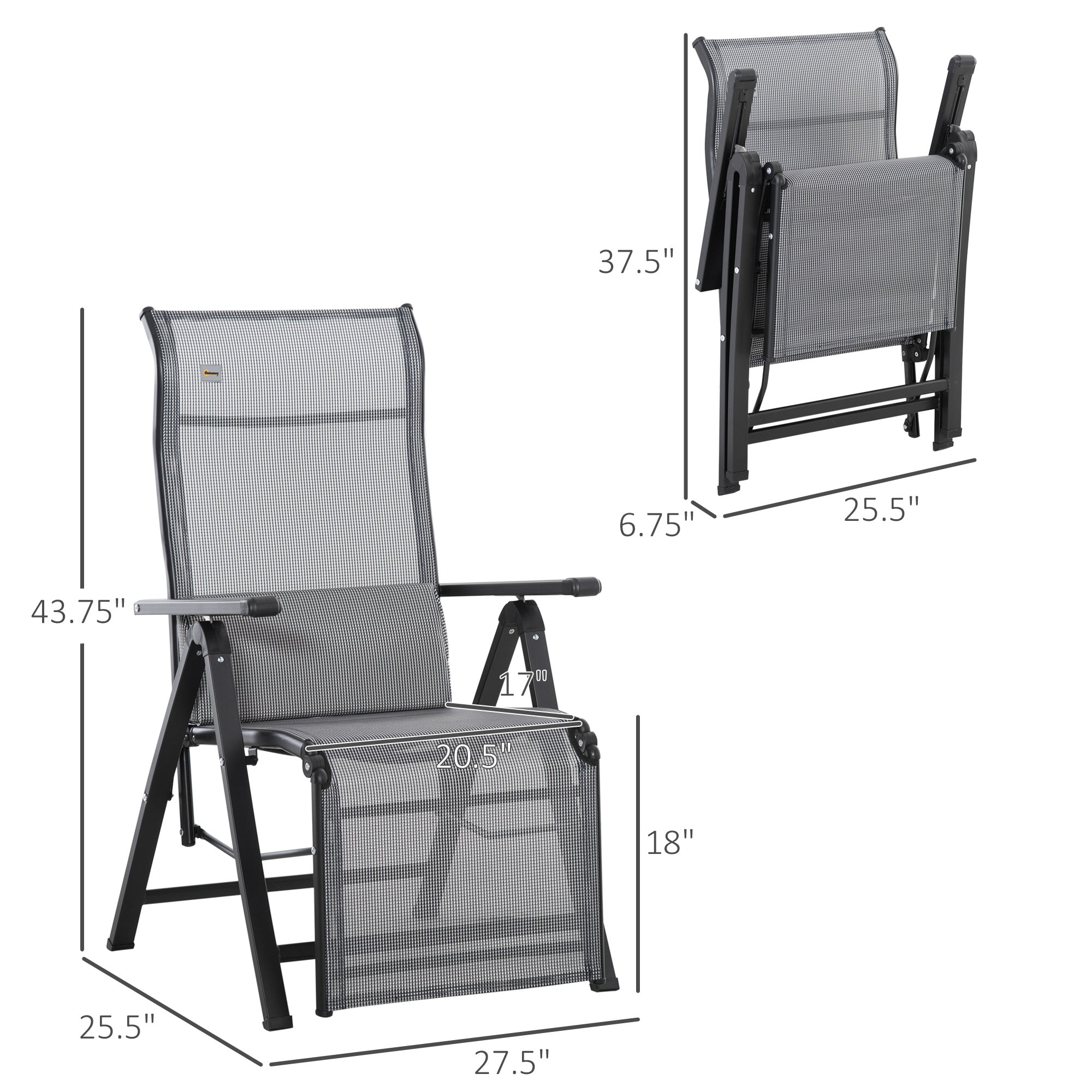 Outsunny Zero Gravity Chair Folding Recliner Grey Patio Lounger with Adjustable Backrest for Patio Deck Poolside 