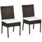 Outsunny Outdoor Rattan Dining Chairs Cushioned Patio Wicker Backrest Brown
