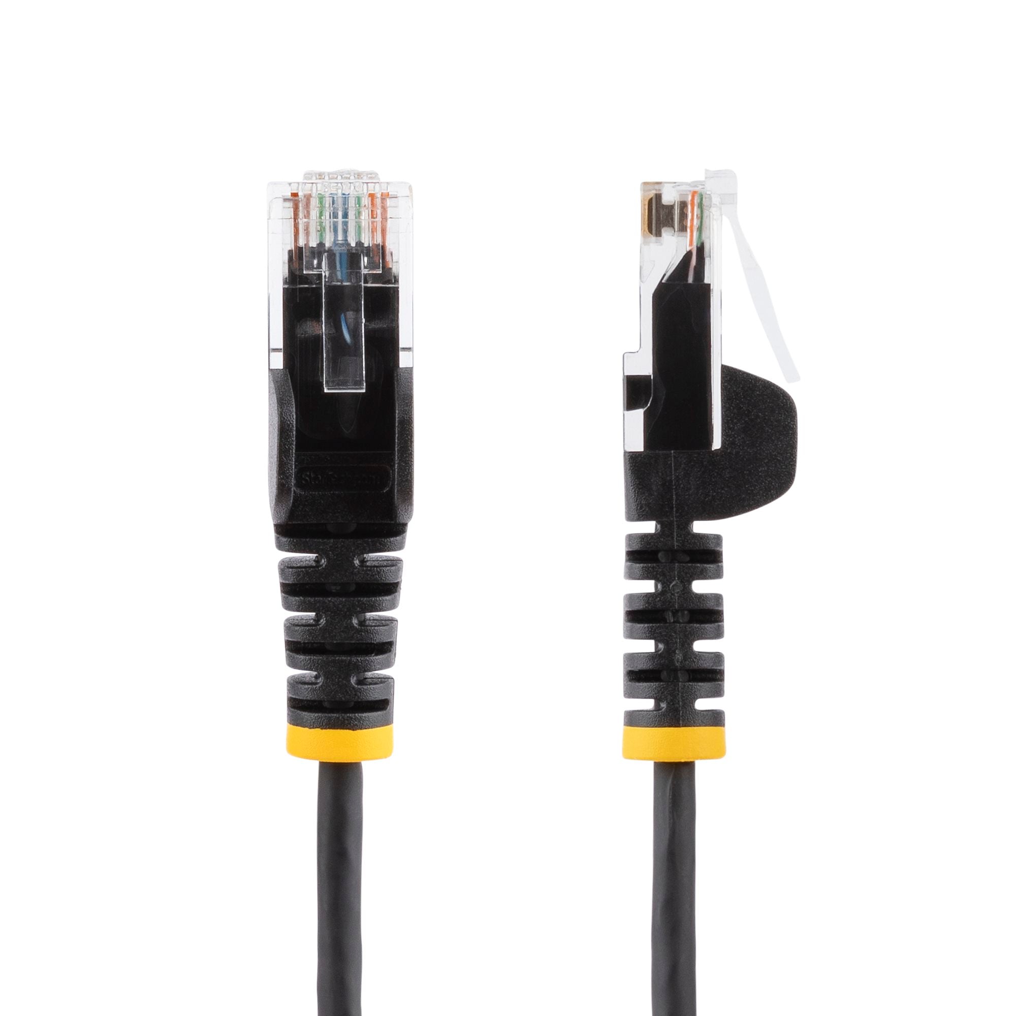 Black Slim CAT6 Ethernet Cable, Snagless, 100W PoE, UTP, LSZH, 28AWG Pure Bare Copper Wire, Slim RJ45 Network Patch Cord w/Strain Reliefs, Fluke Tested 