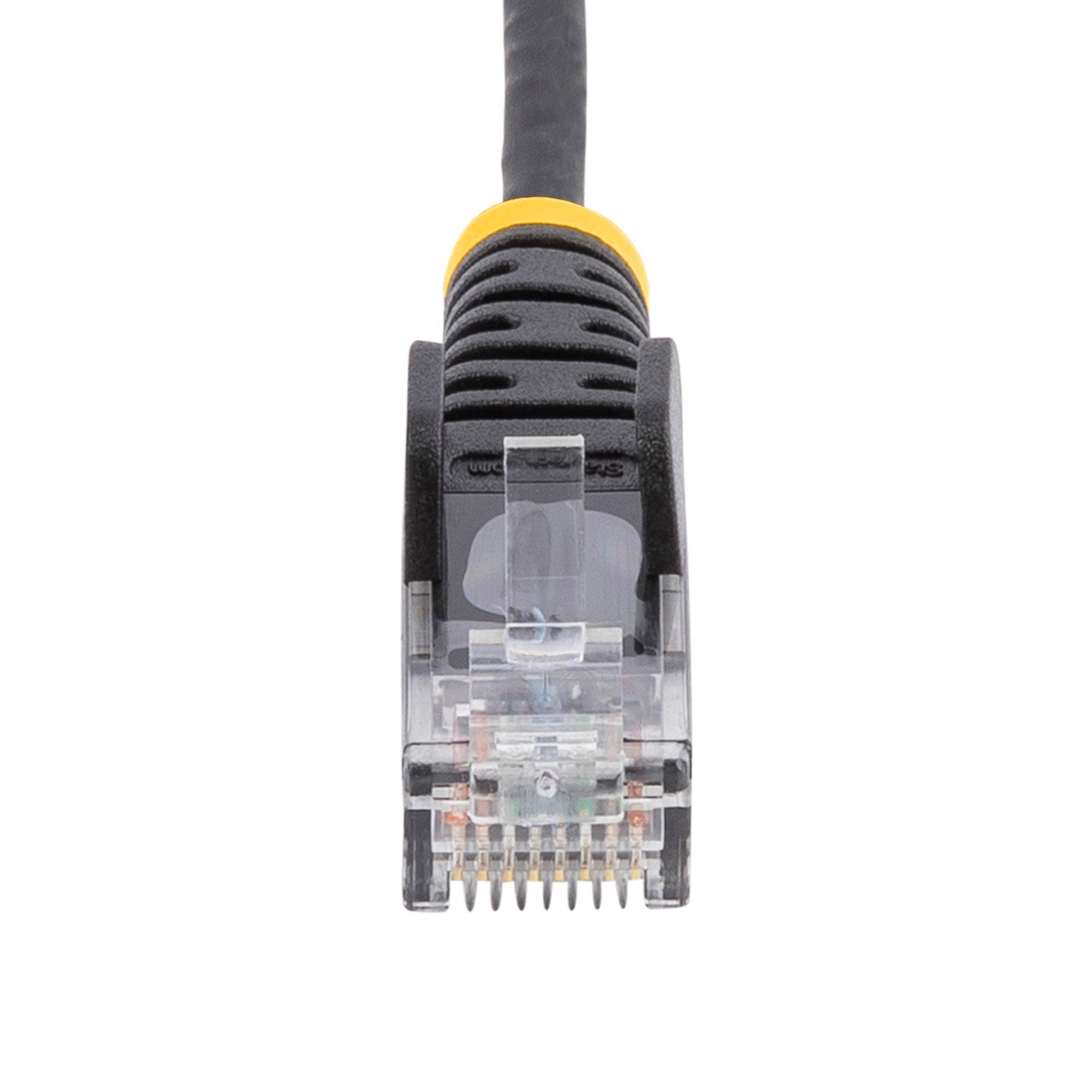 Black Slim CAT6 Ethernet Cable, Snagless, 100W PoE, UTP, LSZH, 28AWG Pure Bare Copper Wire, Slim RJ45 Network Patch Cord w/Strain Reliefs, Fluke Tested 