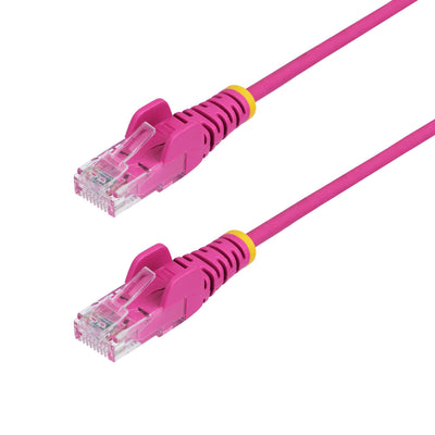 Pink Slim CAT6 Ethernet Cable, Snagless, 100W PoE, UTP, LSZH, 28AWG Pure Bare Copper Wire, Slim RJ45 Network Patch Cord w/Strain Reliefs, Fluke Tested 