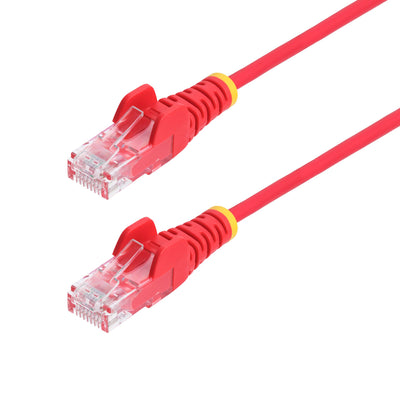 Red Slim CAT6 Ethernet Cable, Snagless, 100W PoE, UTP, LSZH, 28AWG Pure Bare Copper Wire, Slim RJ45 Network Patch Cord w/Strain Reliefs, Fluke Tested 