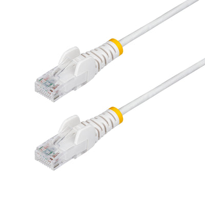 White Slim CAT6 Ethernet Cable, Snagless, 100W PoE, UTP, LSZH, 28AWG Pure Bare Copper Wire, Slim RJ45 Network Patch Cord w/Strain Reliefs, Fluke Tested 