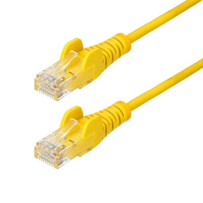 Yellow Slim CAT6 Ethernet Cable, Snagless, 100W PoE, UTP, LSZH, 28AWG Pure Bare Copper Wire, Slim RJ45 Network Patch Cord w/Strain Reliefs, Fluke Tested 