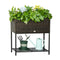 Outsunny Elevated Metal Garden Bed with Rattan Wicker Look & Tool Storage, Modern Raised Planter for Outdoor Gardening, Brown