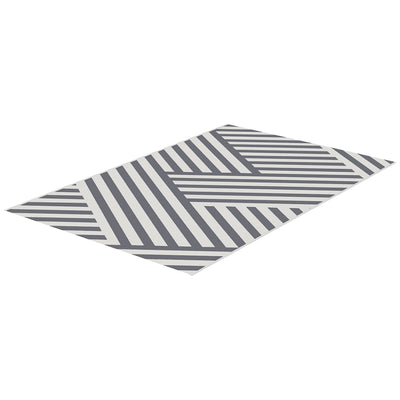 Outsunny Reversible Outdoor RV Rug, Patio Floor Mat, 6' x 9' Plastic Rug for Backyard, Deck, Beach, Camping, Grey and Cream 