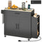 Kitchen Island with Storage, Rolling Kitchen Cart with Foldable Drop Leaf, Power Outlet and USB Ports, Black