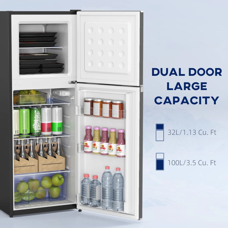 🧊 4.6 Cu. Ft Double Door Mini Fridge with Freezer – Black or Silver