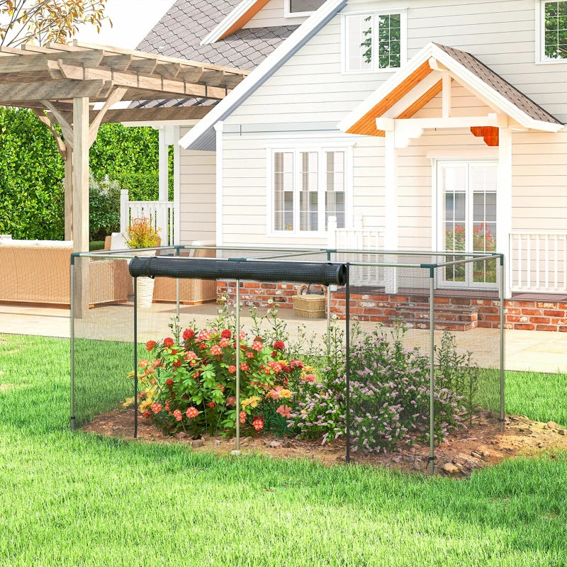 Galvanized Steel Crop Cage, Plant Protection Tent with Zippered Door, 8' x 4', Black