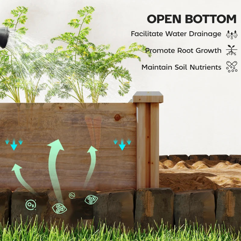 Wooden Raised Garden Bed, 8 x 4 x 1ft Elevated Garden Box with Dividers and Open Bottom, Outdoor Raised Planter Box