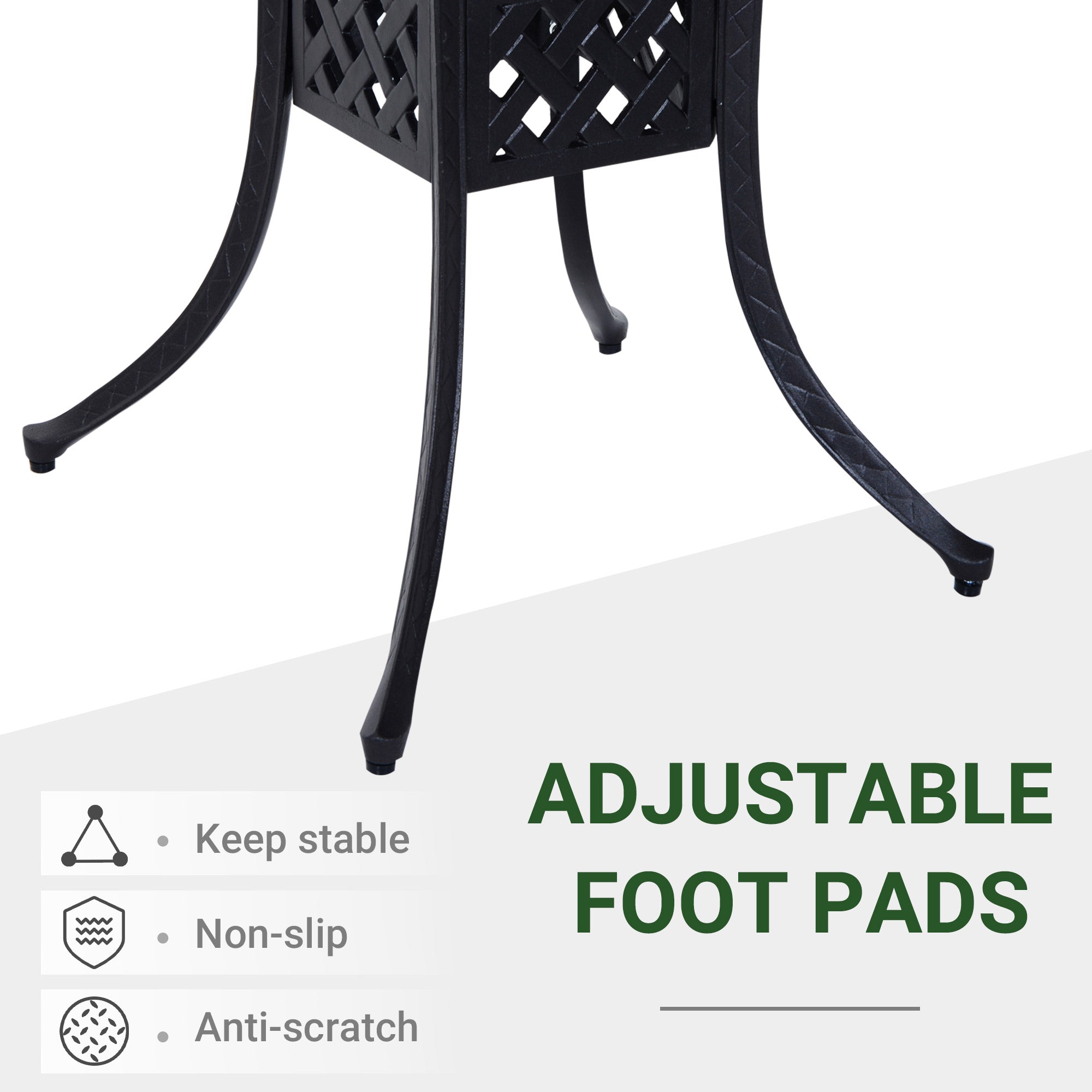 Outsunny 36" x 36" Square Metal Outdoor Patio Bistro Table with Umbrella Hole Black 