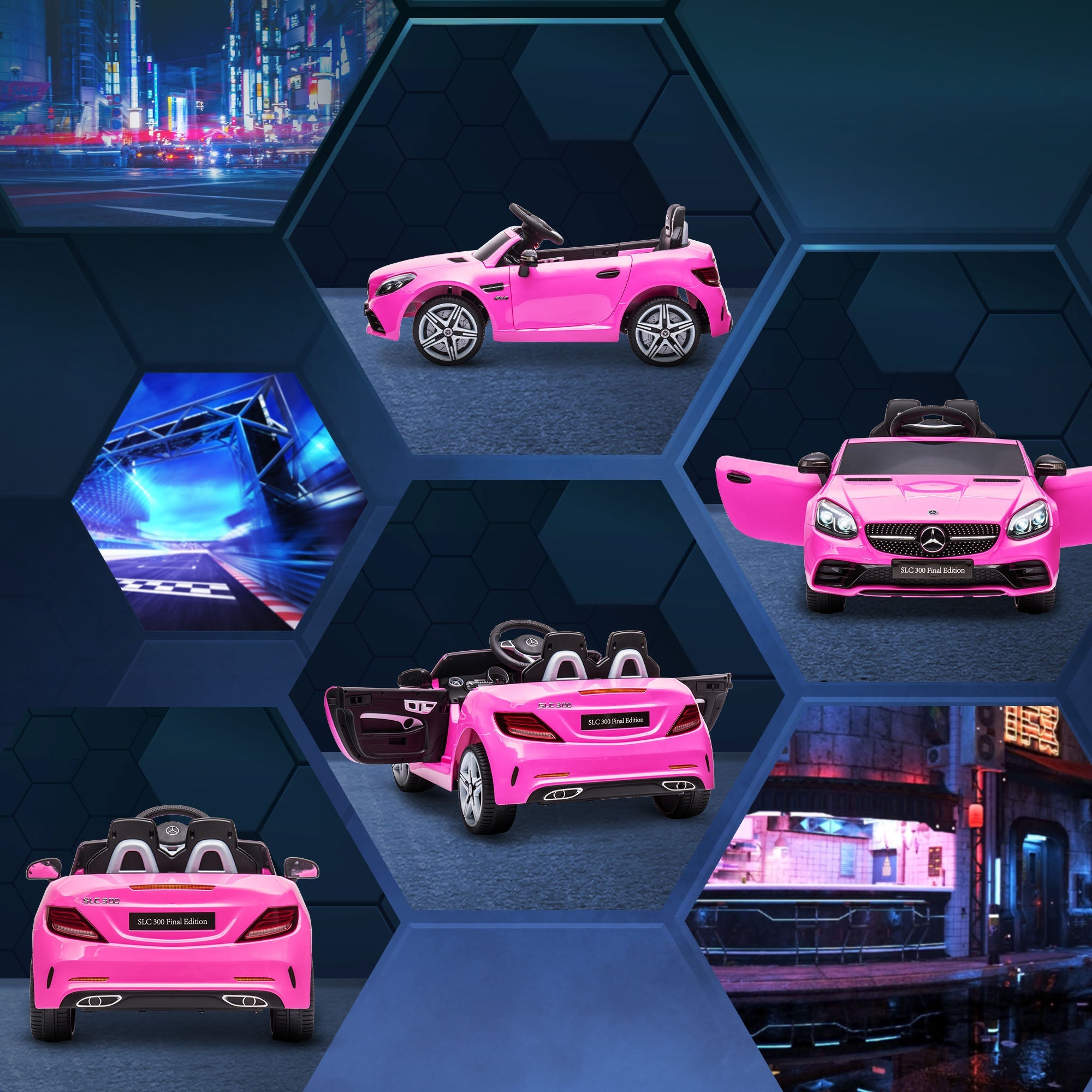 Aosom 12V Electric Ride On Car for Kids with Remote Control Music Lights Pink Two Motors for Ages 3-6 