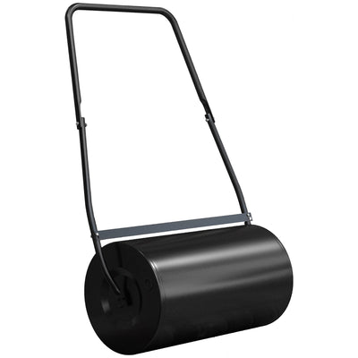 Outsunny Lawn Roller Heavy Duty, Push/Tow Design, Fillable with Water/Sand for Garden Maintenance - Black 