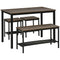 HOMCOM Industrial Dining Set: 4-Person Kitchen Table with Chairs and Bench, Metal Frame with Storage Shelf