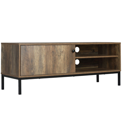 HOMCOM Vintage Flair: Retro TV Cabinet with 3 Compartments, Sliding Door Media Console for Living Room, Coffee Finish 