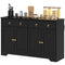 HOMCOM Sideboard Cabinet with 2 Drawers, 4 Barn Doors and 2 Adjustable Shelves, Buffet Table for Living Room, Black