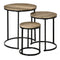 HOMCOM Modish Stacking Tables: Set of 3 Modern Nesting End Tables with Woodgrain Steel Frame for Living Room, Natural Wood