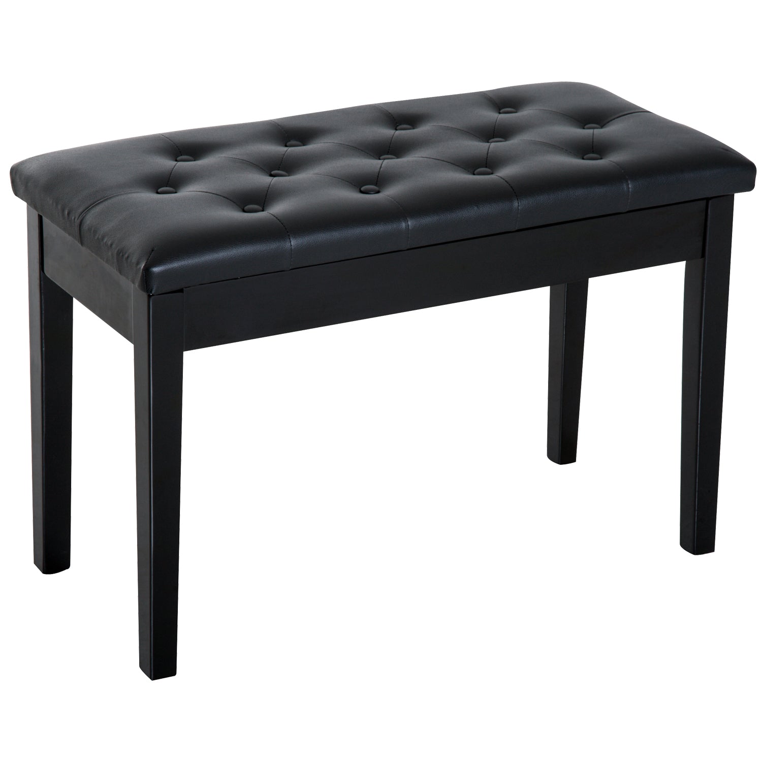 HOMCOM Padded Storage Piano Bench 30" Artist Keyboard Seat Faux Leather Black 