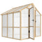 6.6 x 6ft Polycarbonate Greenhouse Wooden Green House with Thickened Polycarbonate Sheets, Lockable Door, Brown