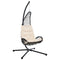 Outdoor Patio Wicker Hanging Egg Chair with Stand, Hammock Swing Chair with Cushion and Pillow, swing Chair with Stand, Cup Holder for Backyard, Garden, Porch, Beige