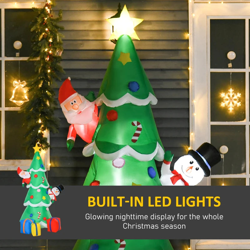 HOMCOM 5.9ft Inflatable Christmas Tree, Santa Claus, Dog, LED Lights, Indoor, Outdoor, Home, Garden, Lawn, Decoration 