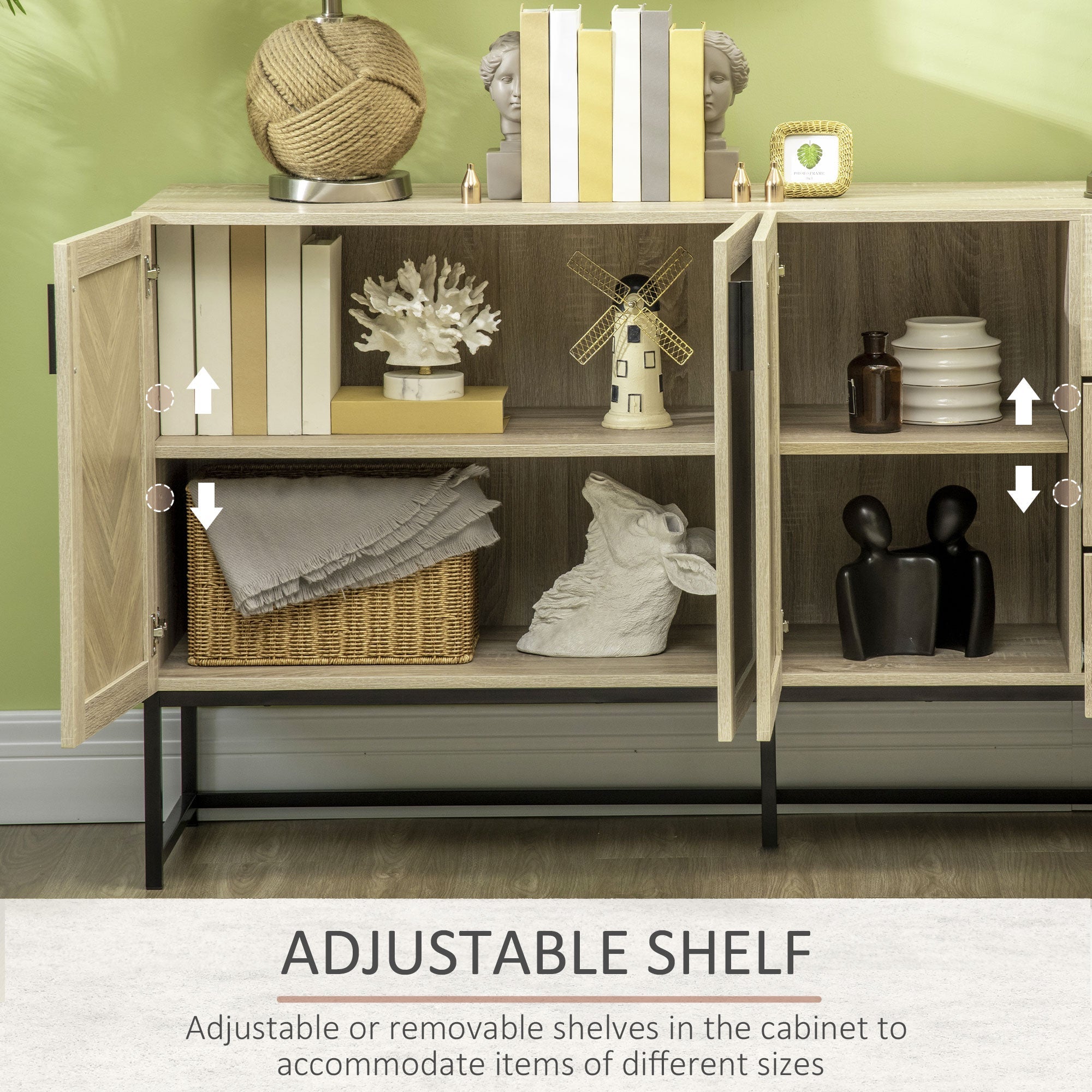 HOMCOM Rustic Buffet Sideboard Storage Cabinet with Drawers Shelves for Dining Room Kitchen Living Room 