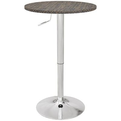 HOMCOM Adjustable Bar Table for 2, Round Pub Table with PE Rattan Top and Steel Base for Home Bar, Small Dining Room, Brown 